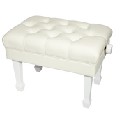Crown Deluxe Skirted & Tufted Hydraulic Height Adjustable Piano Bench (White)